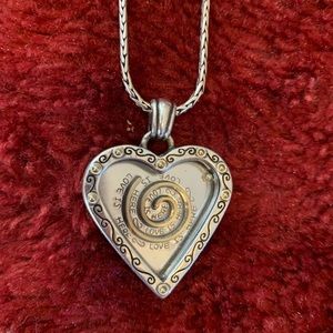 Brighton long heart pendant with matching studs